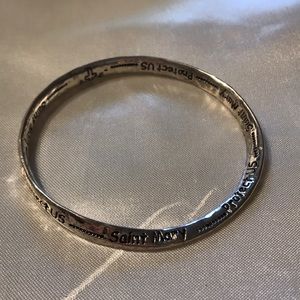 Silver bangle; saint Mary